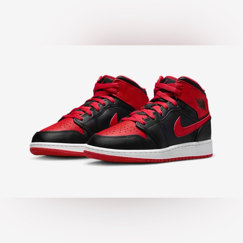 NEW Nike Air Jordan 1 Mid Alternate Bred Red Black (Size GS 6.5 & 7) AUTHENTIC
